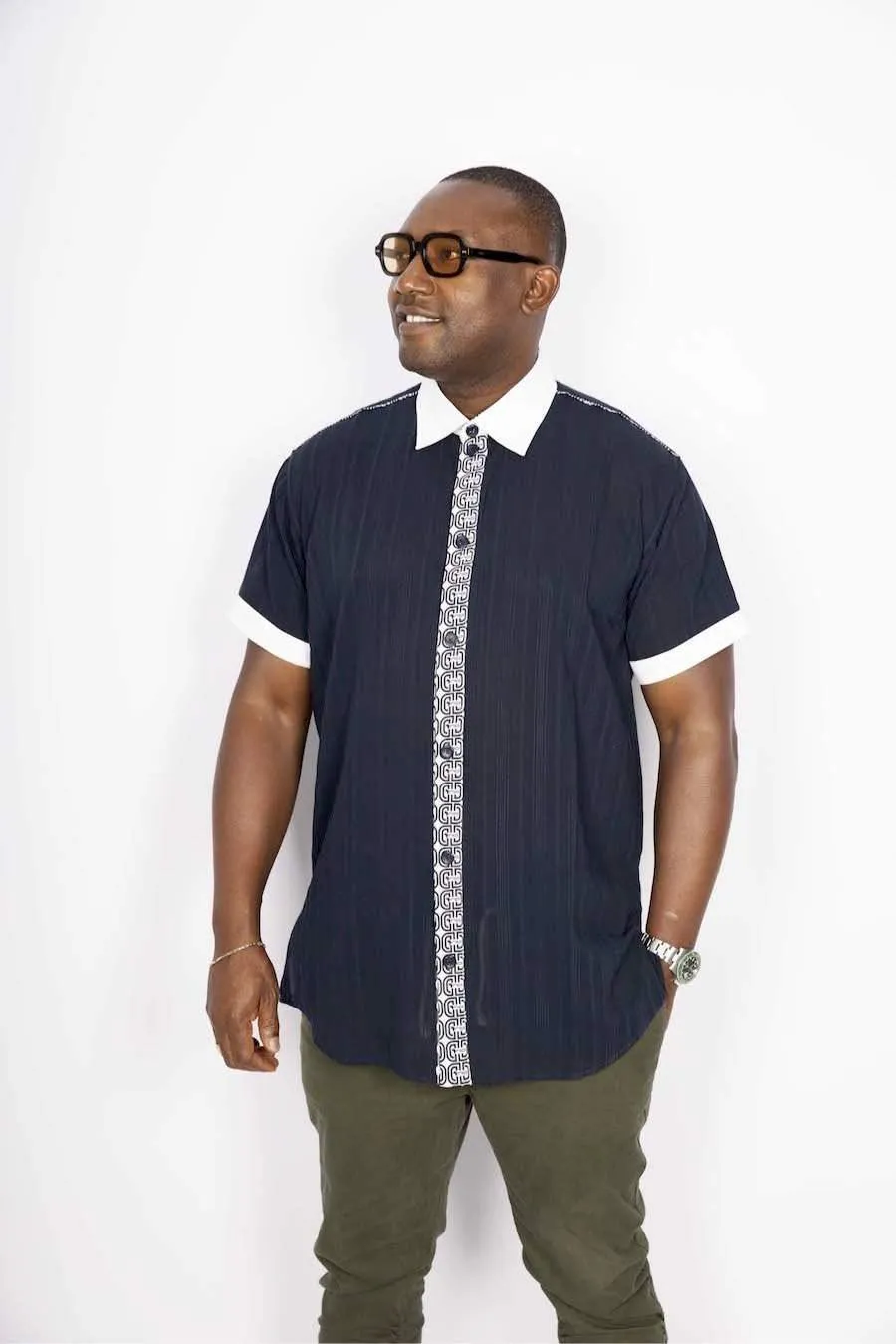 African D&D logo blue shirt