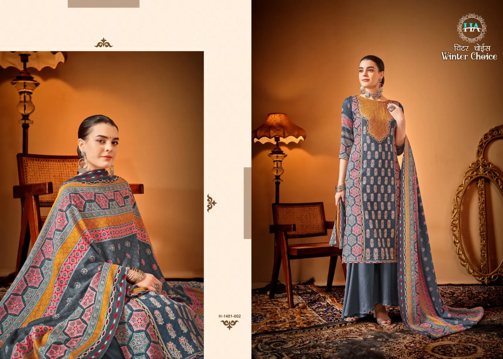 Alok Suits Winter Choice Premium Wool Pashmina Designer Print Suit