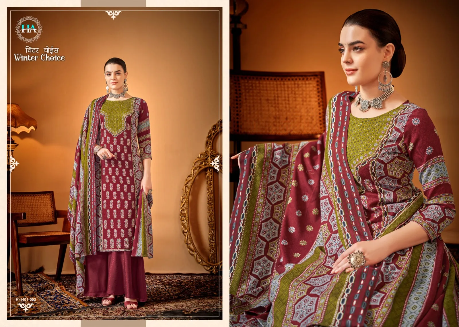 Alok Suits Winter Choice Premium Wool Pashmina Designer Print Suit