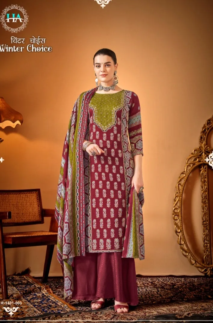 Alok Suits Winter Choice Premium Wool Pashmina Designer Print Suit