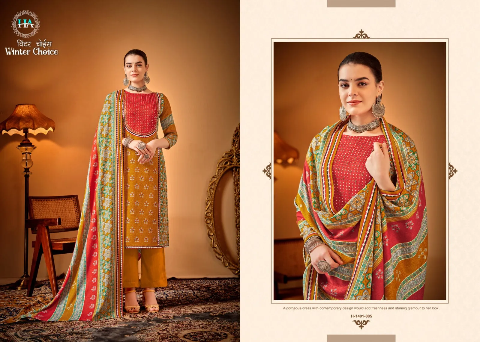 Alok Suits Winter Choice Premium Wool Pashmina Designer Print Suit