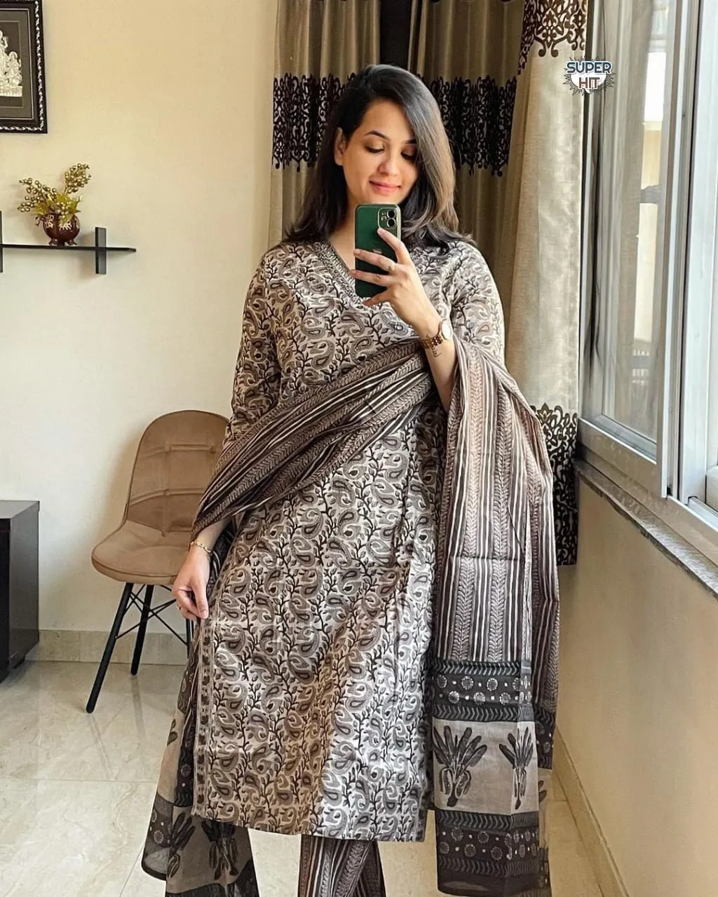 Beautiful Designer Heavy Cotton Kurti Pent with dupatta