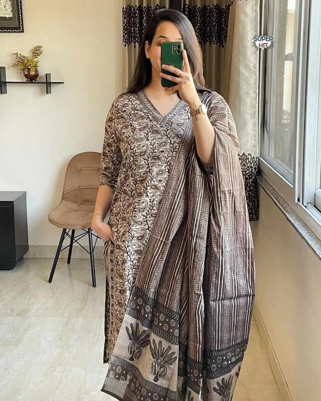 Beautiful Designer Heavy Cotton Kurti Pent with dupatta