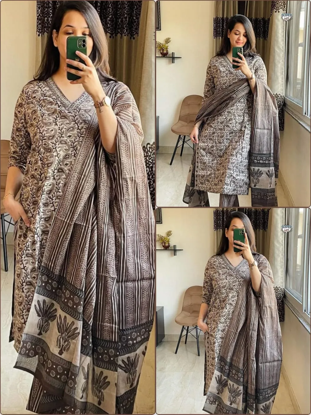 Beautiful Designer Heavy Cotton Kurti Pent with dupatta