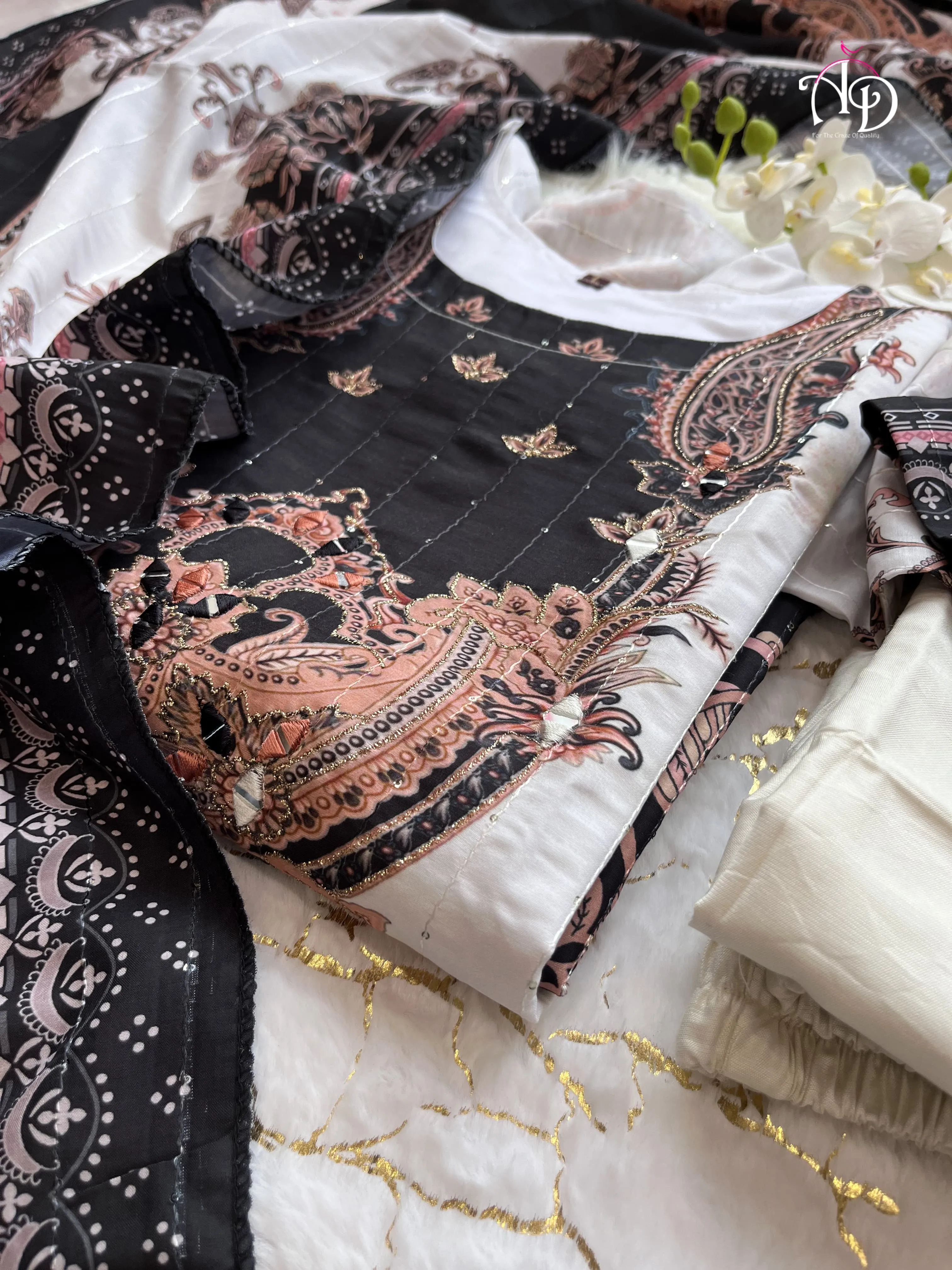 Beautiful White Cotton Kurta Pant Set
