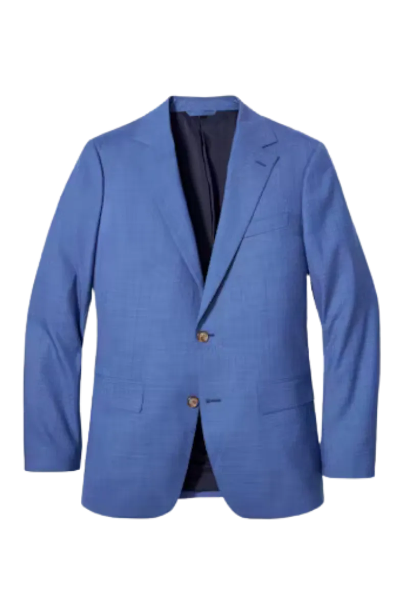 BLue Wool Stretch 2-Button Notch Lapel Suit
