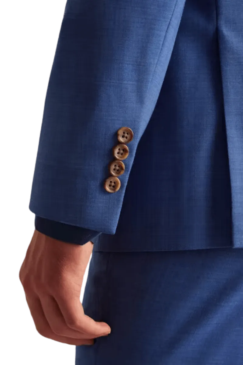 BLue Wool Stretch 2-Button Notch Lapel Suit