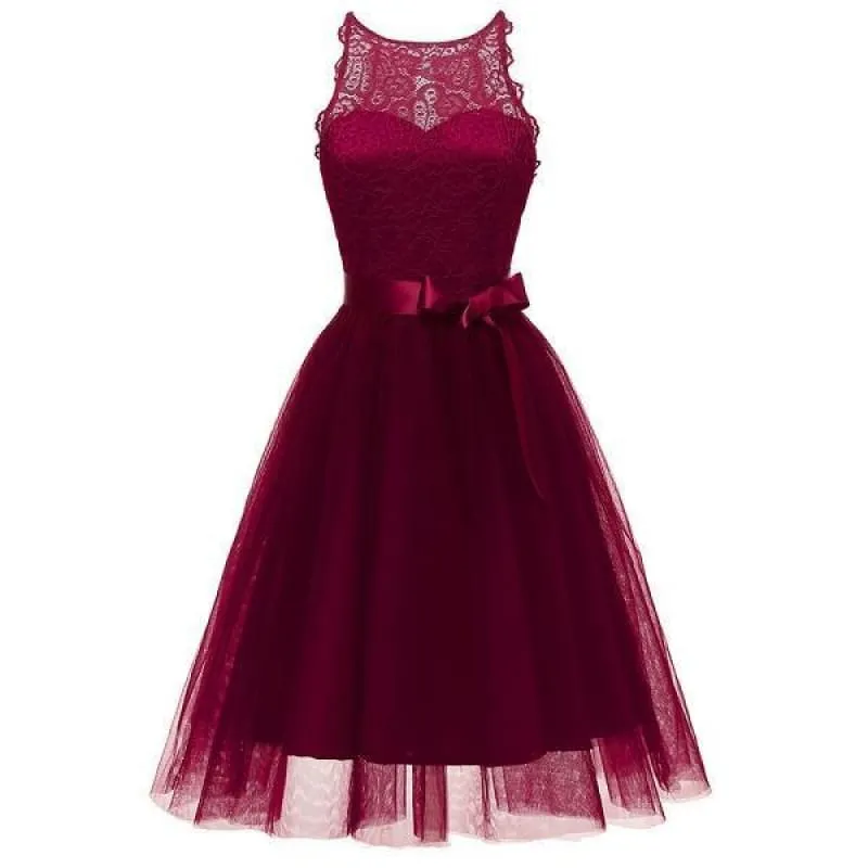 Bridelily Stylish Fashion Bowknot Lace Dress