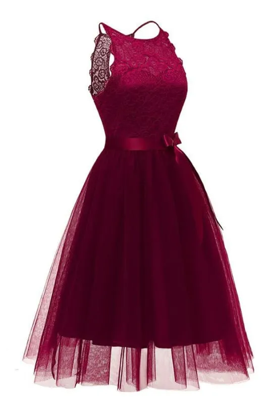 Bridelily Stylish Fashion Bowknot Lace Dress