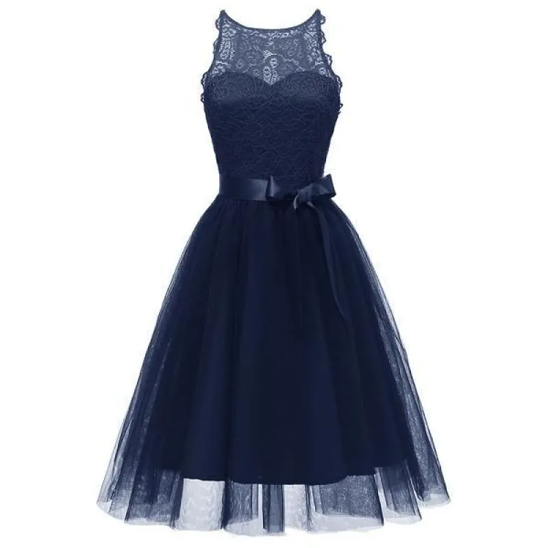 Bridelily Stylish Fashion Bowknot Lace Dress