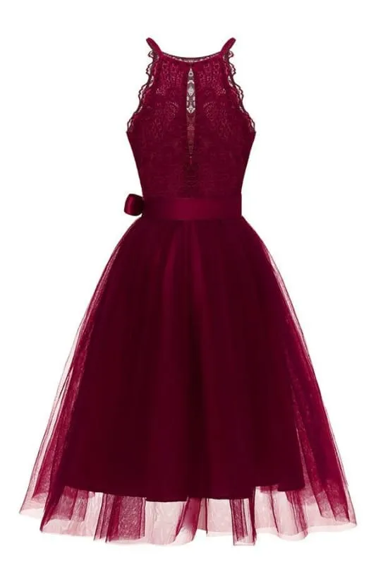 Bridelily Stylish Fashion Bowknot Lace Dress
