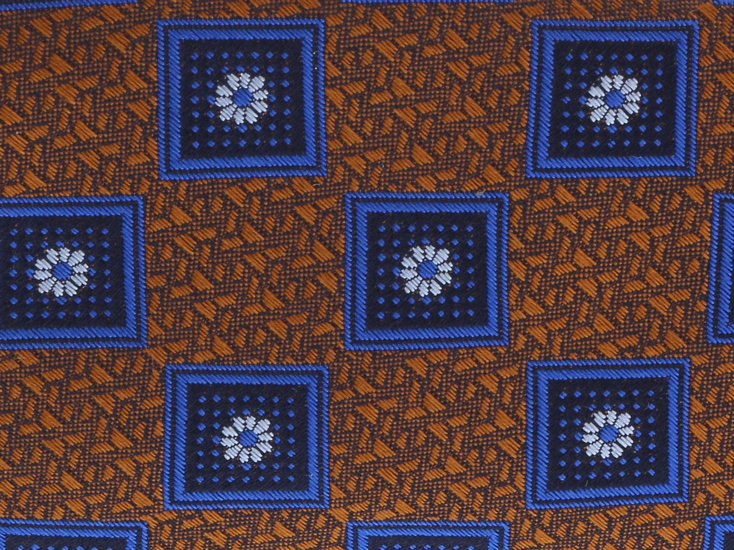 Canali Red Brick/Blue Pure Silk Floral Geometric Pattern Tie- Blade Width 3in