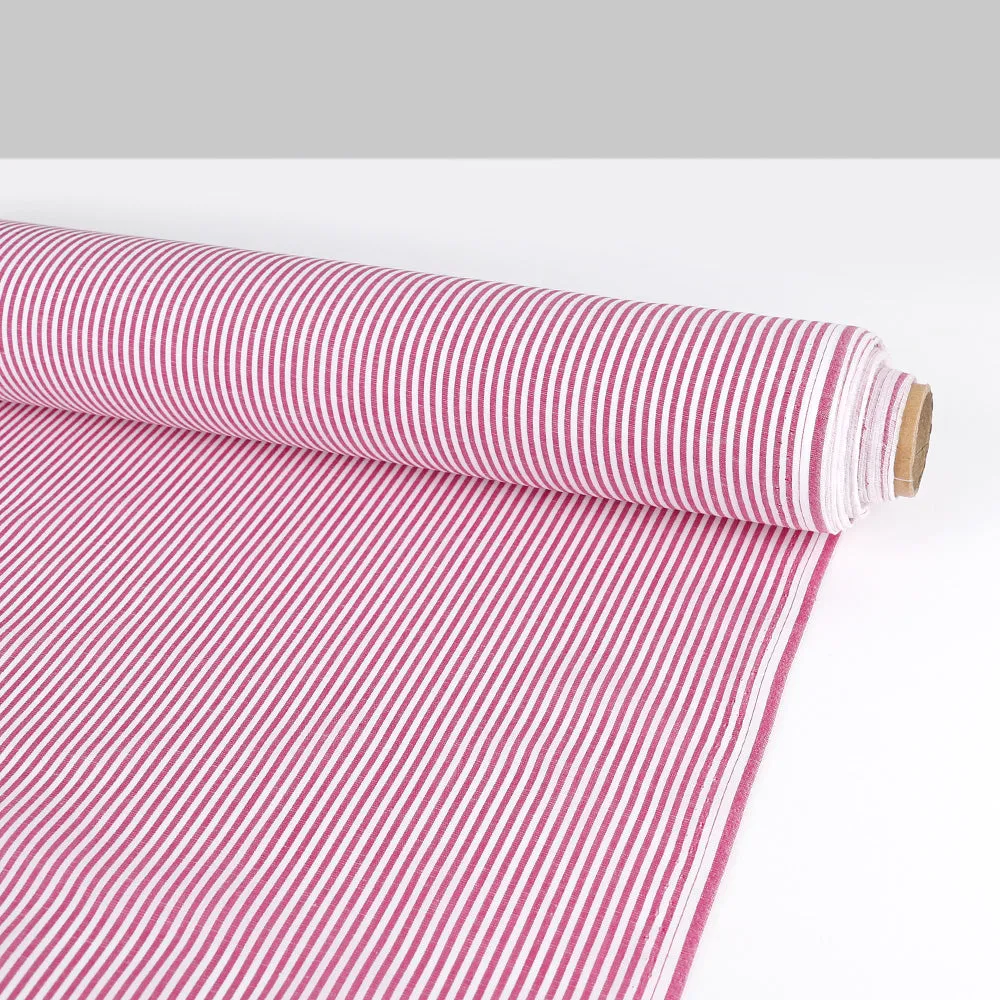 Candy Stripe Cotton / Rayon - Berry (remnant)
