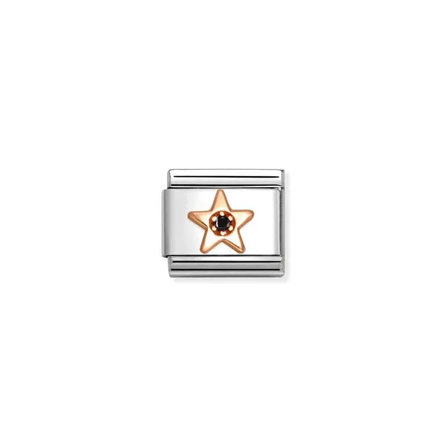 Composable Classic Star & Black Stone Link - Rose Gold - 430305/38