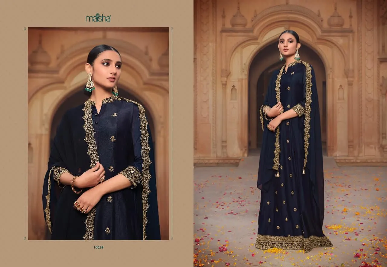 Maisha Maskeen Designer Pure Russian Silk Suit
