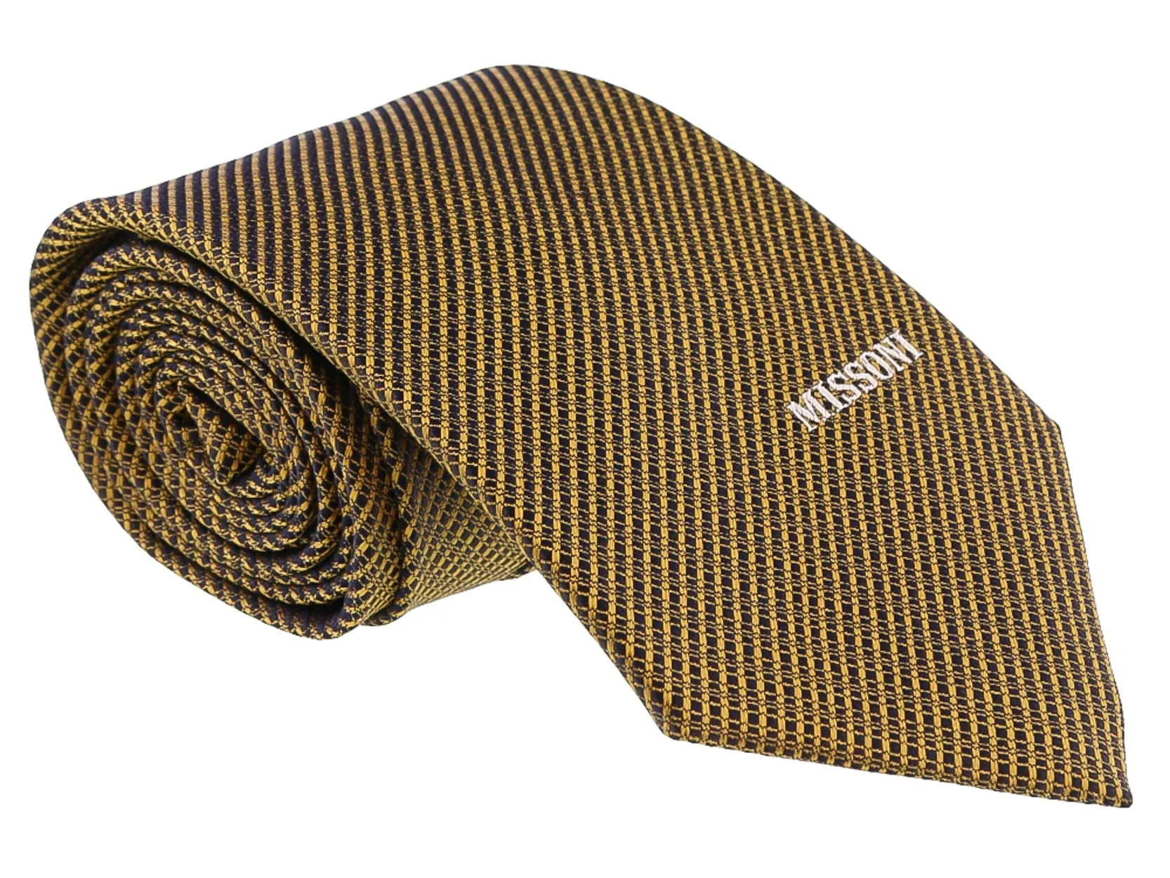 Missoni Interlock Woven Gold Woven Pure Silk Tie