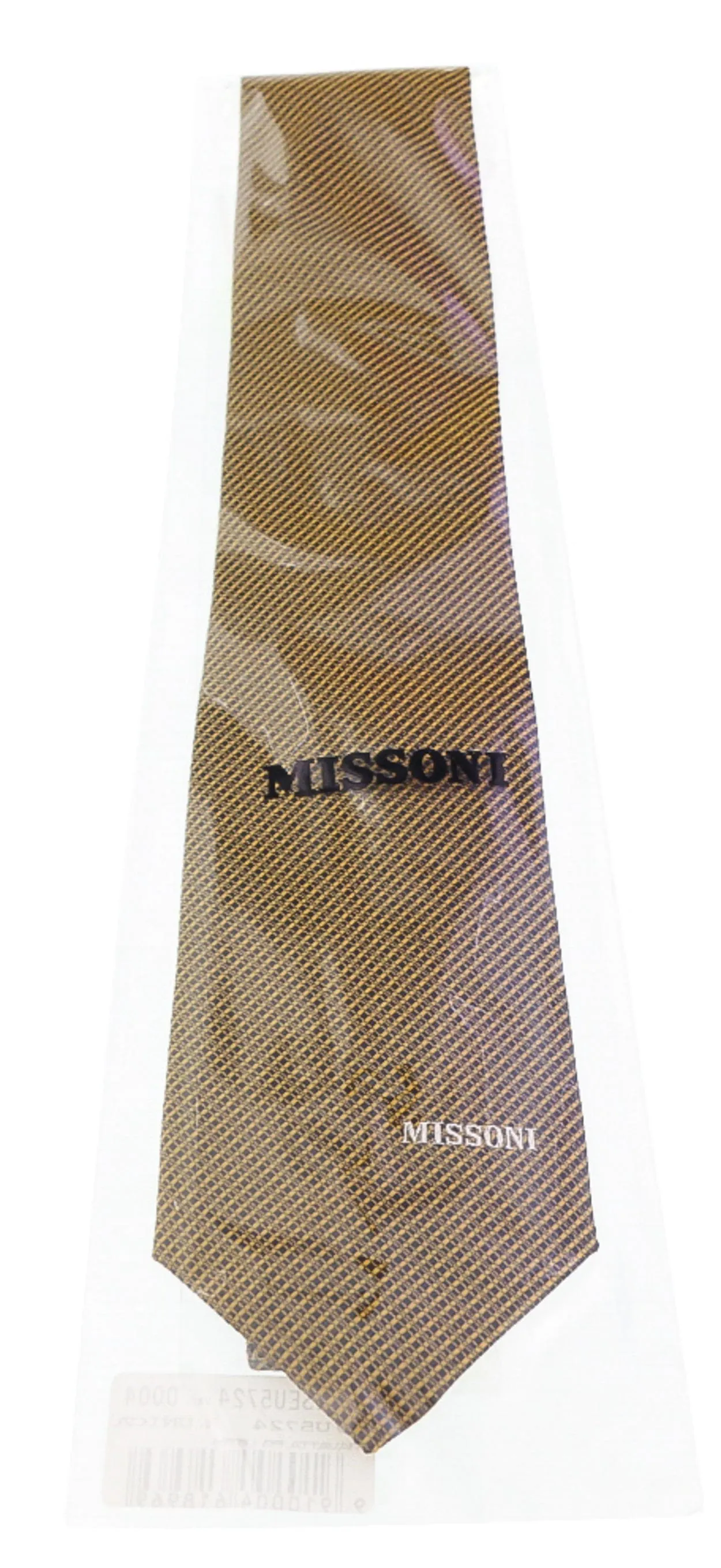 Missoni Interlock Woven Gold Woven Pure Silk Tie