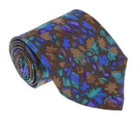 Missoni U1444 Brown/Blue Floral Pure Silk Tie