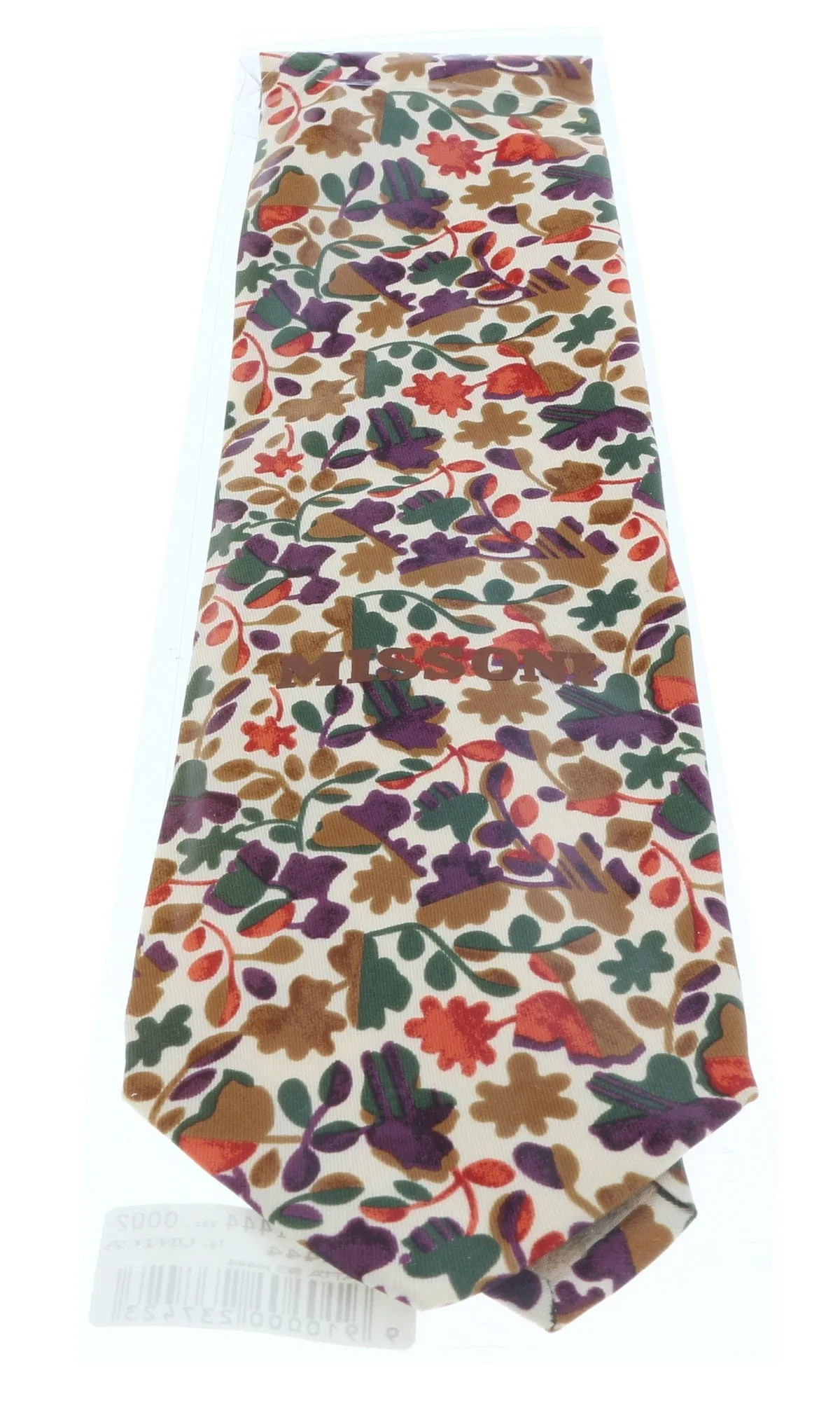 Missoni U1444 Cream/Green Floral Pure Silk Tie