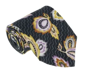 Missoni U1452  Black/Purple Chinoiserie Pure Silk Tie
