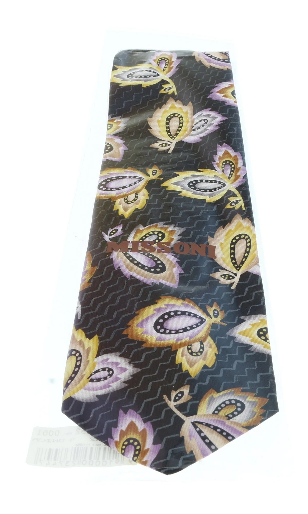 Missoni U1452  Black/Purple Chinoiserie Pure Silk Tie