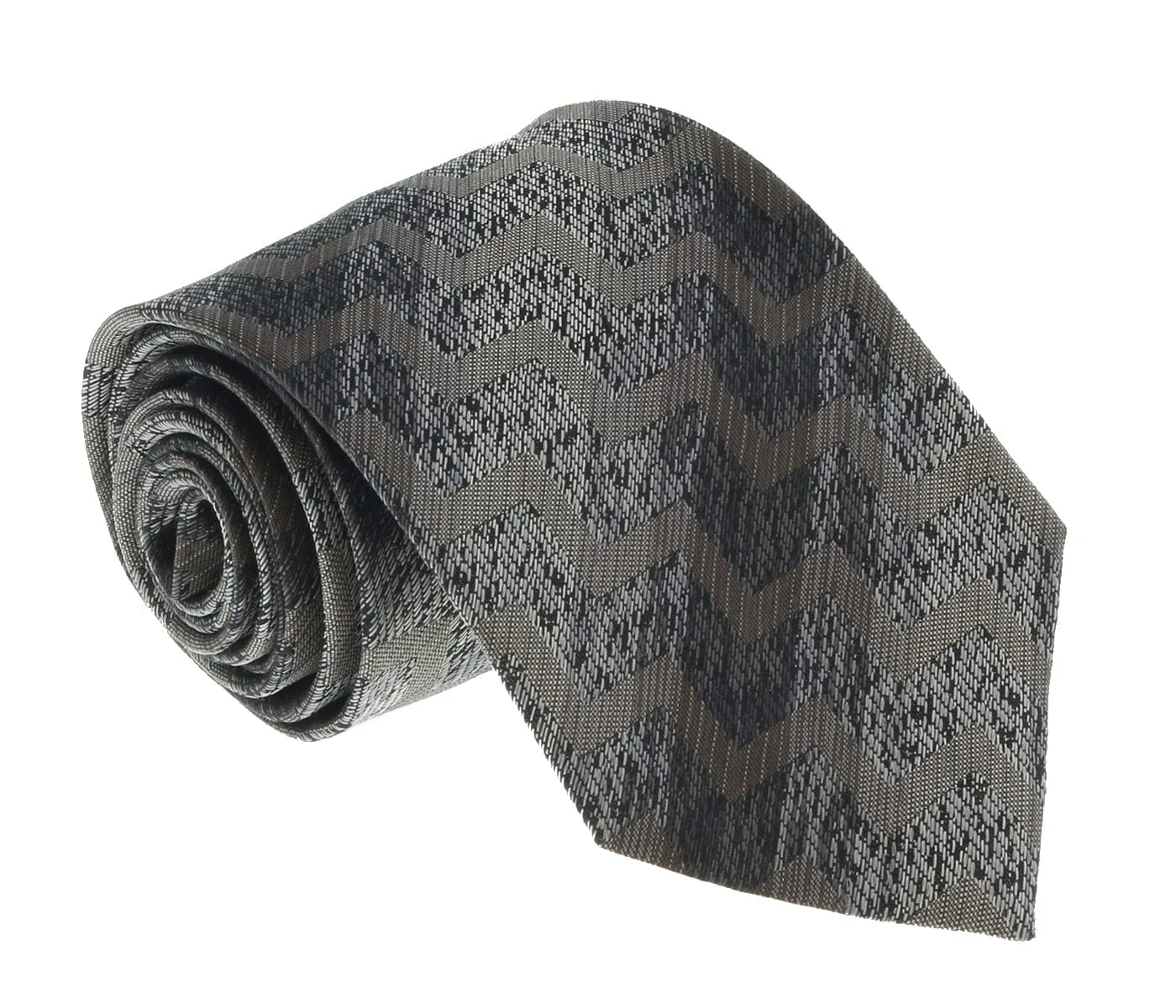 Missoni U4709 Gray/Black Chevron Pure Silk Tie