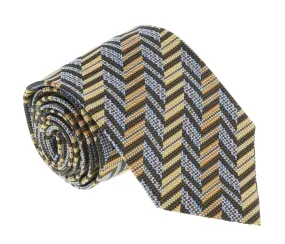 Missoni U4713 Gold/Brown Herringbone Pure Silk Tie