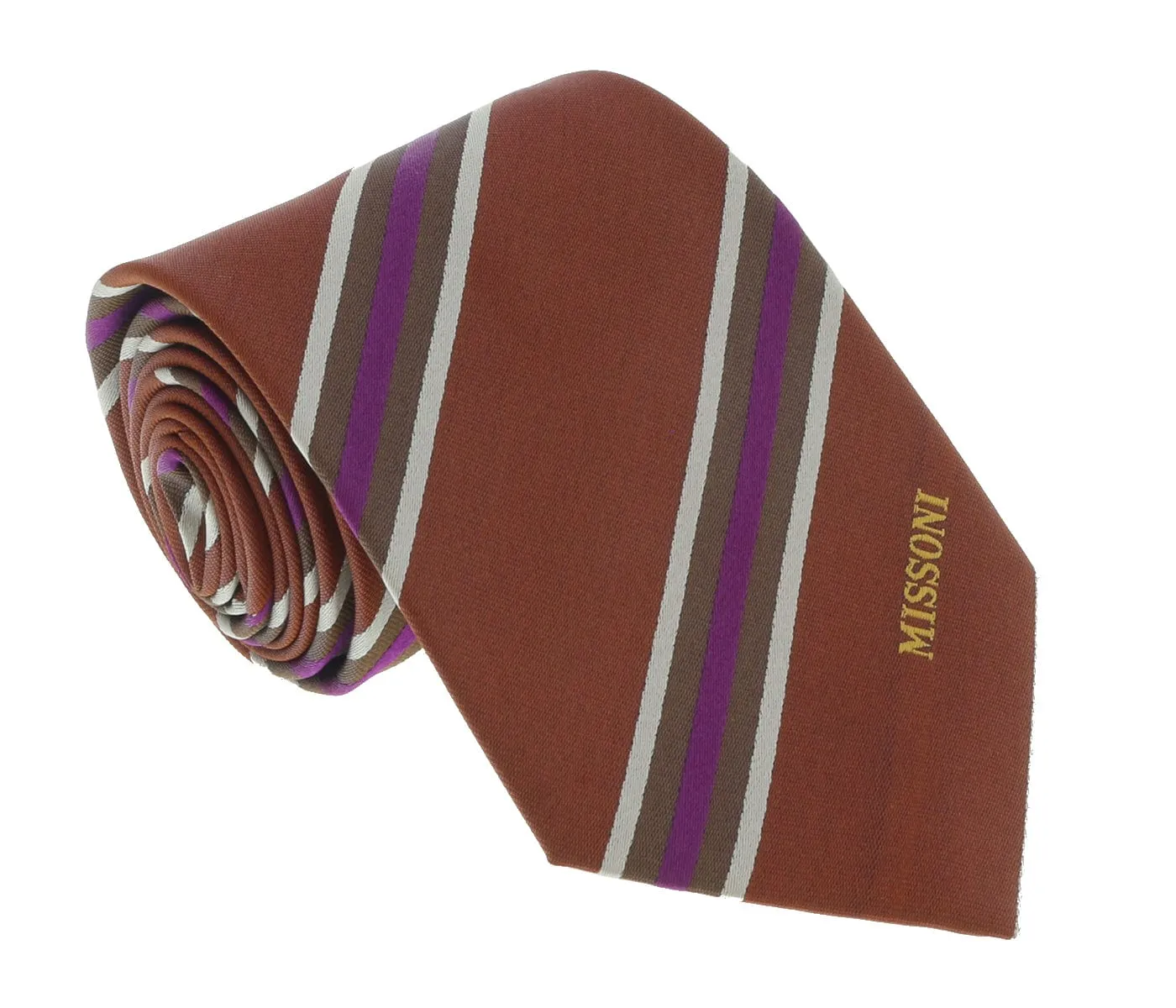 Missoni U5029 Rust/Purple Regimental Pure Silk Tie