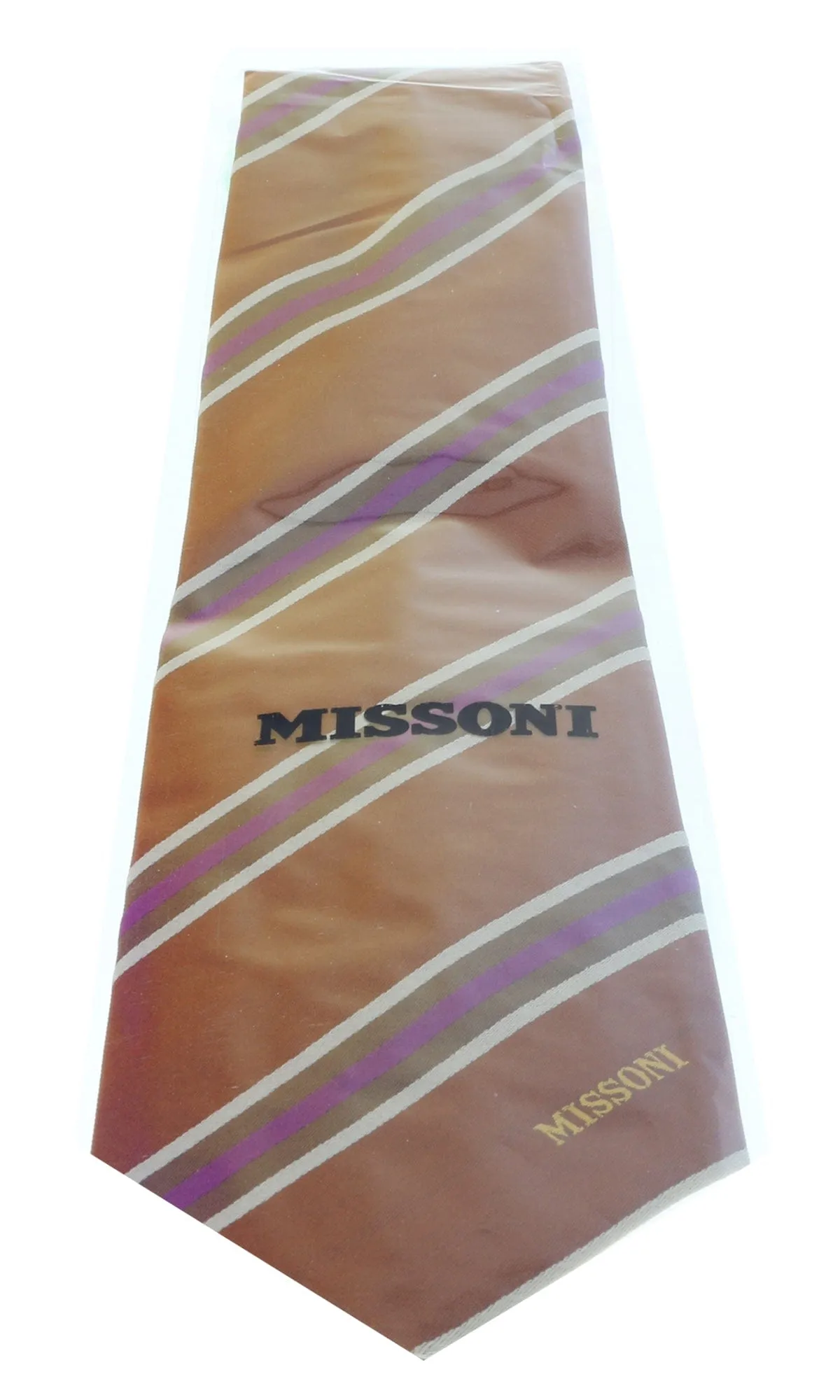 Missoni U5029 Rust/Purple Regimental Pure Silk Tie