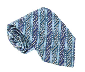 Missoni U5098 Royal Blue/Teal Graphic Pure Silk Tie
