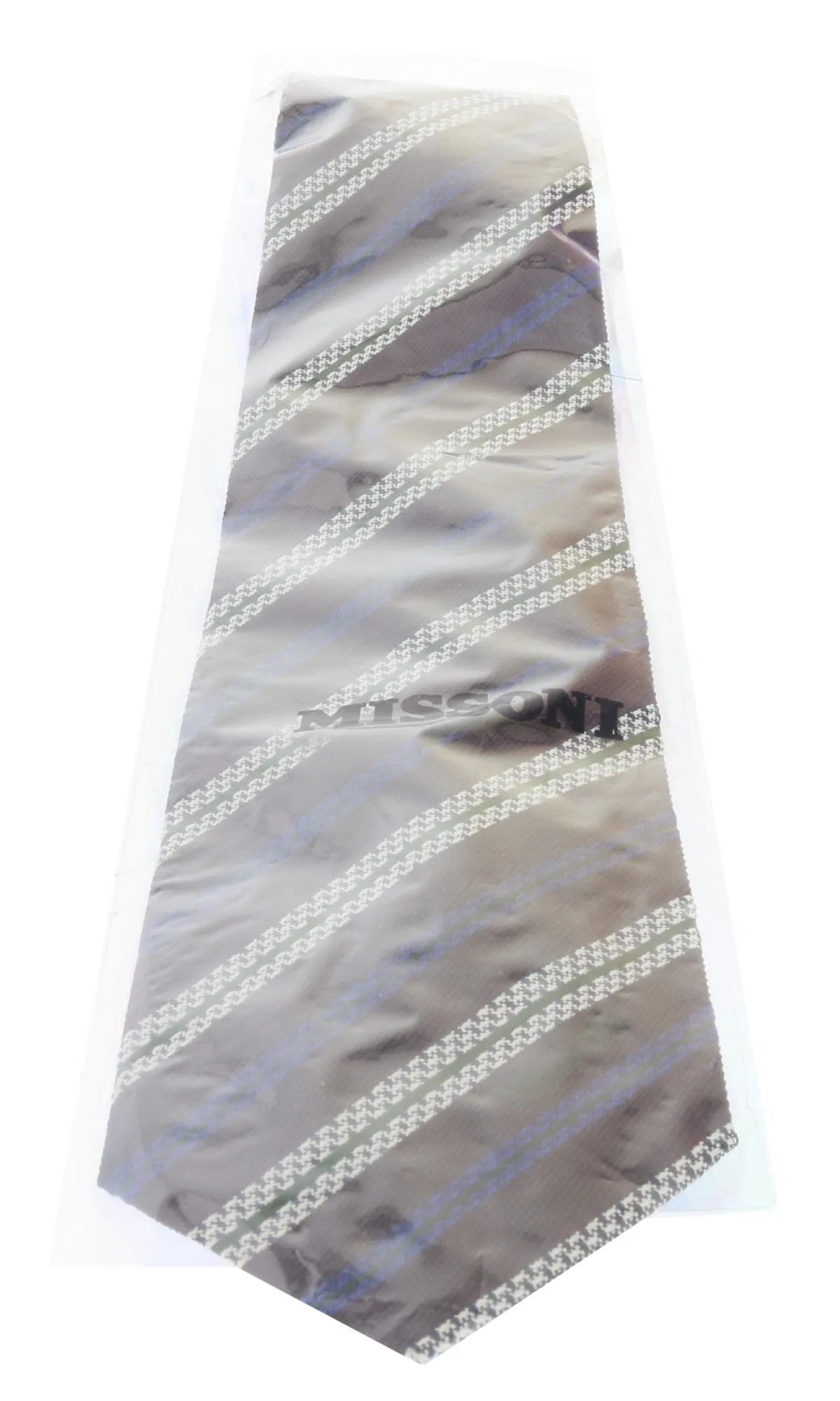 Missoni U5691 Regimental Plum/Electric Blue Pure Silk Tie