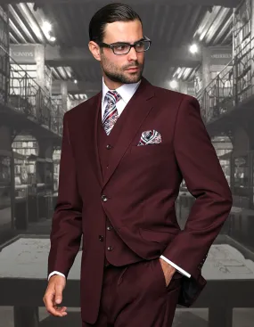 OLLIE BURGUNDY REGULAR FIT 3 PC SUIT