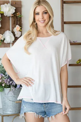 Stylish Open Back Wide Short Sleeve Fashion Top